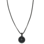 Girocollo con rosa dei venti pendente in acciaio effetto invecchiato