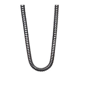 Collana in acciaio invecchiato, maglia "spiga" piatta