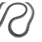 Collana in acciaio invecchiato, maglia "spiga" piatta