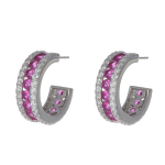 Orecchino in argento 925 rodiato, cerchio (ø 22 mm) con zirconi bianchi e colorati