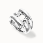 Anello in argento 925 placcato con quattro forme organiche intrecciate