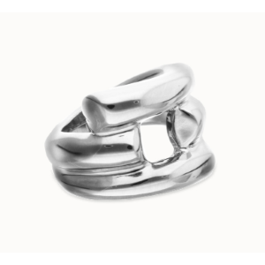 Anello in argento 925 placcato con quattro forme organiche intrecciate