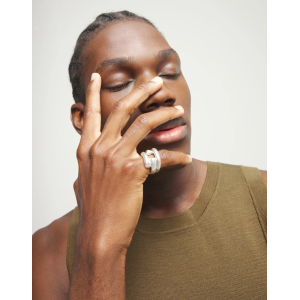 Anello in argento 925 placcato con quattro forme organiche intrecciate