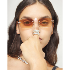 Anello in argento 925 placcato con tre forme organiche intrecciate