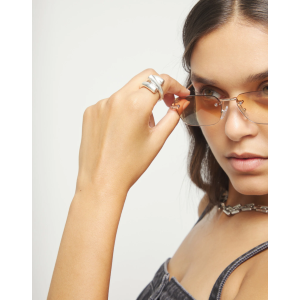 Anello in argento 925 placcato con tre forme organiche intrecciate