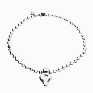 Collana con sfere placcate in argento sterling e dettaglio di cuore