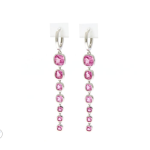 Orecchino in argento 925 rodiato, scattino (ø 15 mm) con zirconi quadrati a degradè. Cm 4,5