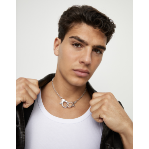 Collana argentata con grande moschettone ad incastro