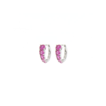 Orecchino in argento 925 rodiato, scattino (ø 13 mm) con zirconi colorati.