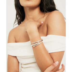 Bracciale rigido placcato in argento 925 con tre forme organiche intrecciate