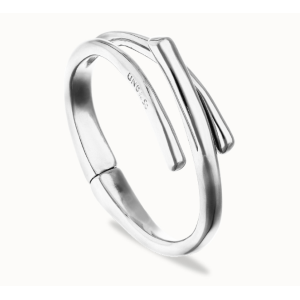 Bracciale rigido placcato in argento 925 con tre forme organiche intrecciate