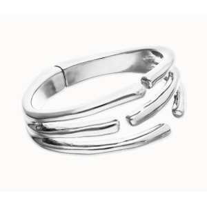 Bracciale rigido con molteplici forme organiche intrecciate placcato in argento 925