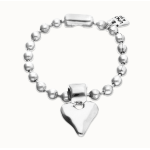 Bracciale di sfere in argento sterling placcato con dettaglio di cuore
