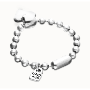 Bracciale di sfere in argento sterling placcato con dettaglio di cuore