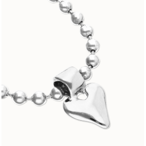 Bracciale di sfere in argento sterling placcato con dettaglio di cuore