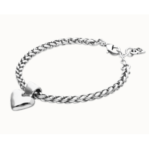 Bracciale a catena con piccolo cuore placcato in argento sterling