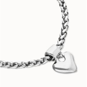 Bracciale a catena con piccolo cuore placcato in argento sterling