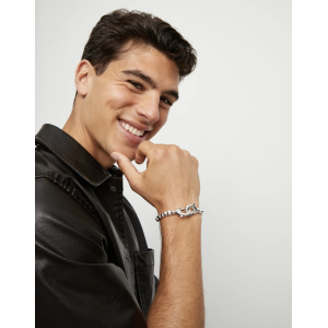 Bracciale sfere placcato argento con moschettone a incastro