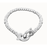 Bracciale di piccole perle argentate con moschettone a incastro