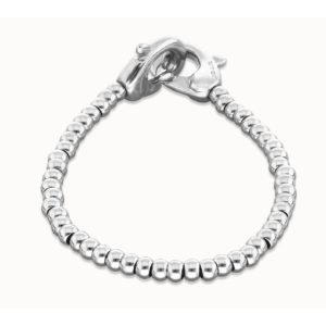 Bracciale di piccole perle argentate con moschettone a incastro