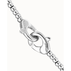 Bracciale di piccole perle argentate con moschettone a incastro