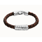Bracciale in pelle intrecciata marrone con dettaglio placcato in argento 925