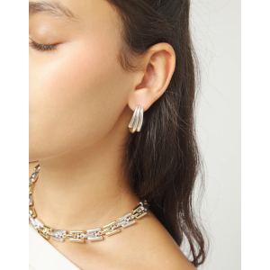 Orecchini pendenti con forme organiche allungate placcati in argento 925