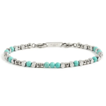 Bracciale acciaio con pietra azzurro turchese