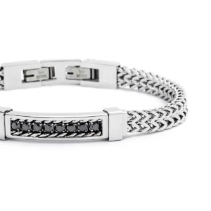 Bracciale spina di pesce con zirconi centrali