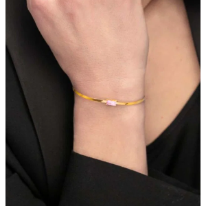 Bracciale catena snake con zircone baguette