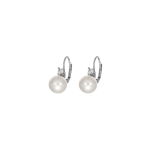 Orecchino in argento 925 rodiato, perla iridata ø 10 mm con zircone a monachella.
