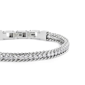 Bracciale tennis 3mm con catena grumetta