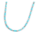 Collana con perline a tubo turchesi ed ematite