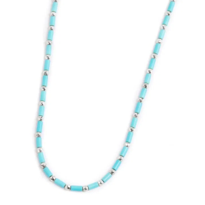 Collana con perline a tubo turchesi ed ematite