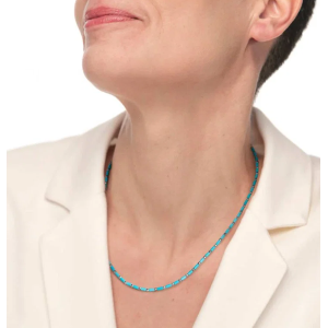 Collana con perline a tubo turchesi ed ematite