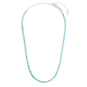Collana con perline a tubo turchesi ed ematite