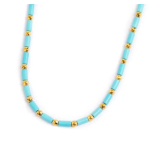 Collana con perline a tubo turchesi ed ematite