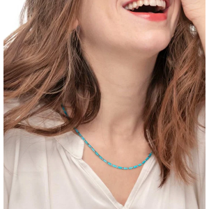 Collana con perline a tubo turchesi ed ematite