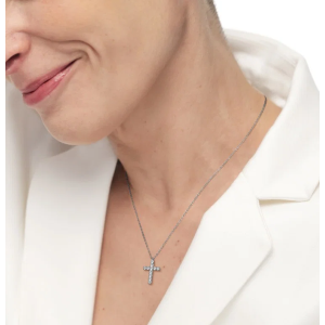 Collana croce pendente 1,4cm con zirconi