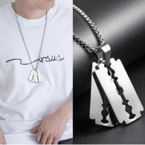 Collana con ciondolo a Forma di Doppia Lama Di Rasoio