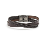 Bracciale cuoio e cotone cerato