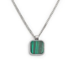 Collana catena grumetta con piastrina quadrata pendente