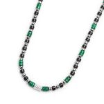 Collana con rondelle in malachite ed onice nera elementi in ematite