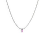 Collana catena snake con zircone baguette (FINITURA COLOR ACCIAIO)