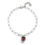 Catenina placcata argento sterling con maglie e cristallo ROSSO