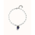 Catenina placcata argento sterling con maglie e cristallo viola