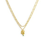 Collana doppia catena snake quadrata con serpente pendente