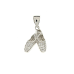 Collana con pendente in argento 925 rodiato, scarpe da ballerina con zirconi.