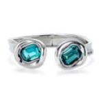 Bracciale rigido placcato argento sterling e due cristalli VERDE SMERALDO