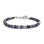 Bracciale catena dischetti in pietra e acciaio